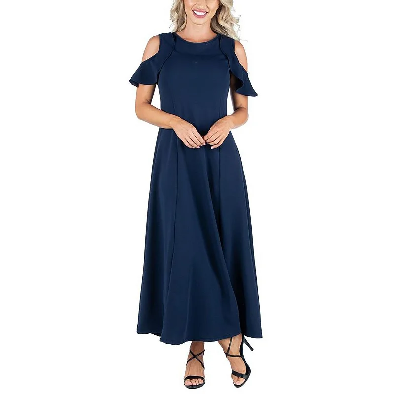 24seven Comfort Apparel Womens Cold Shoulder Long Maxi Dress Fashionable Maxi Dress with Fringe 24seven Comfort Apparel Womens Cold Shoulder Long Maxi Dress Fashionable Maxi Dress with Fringe