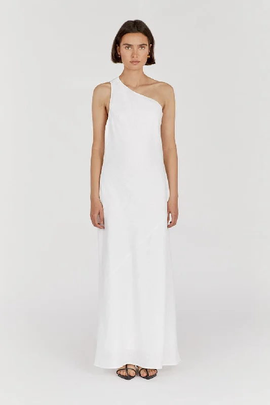 ADDISON WHITE LINEN AYSM MAXI DRESS