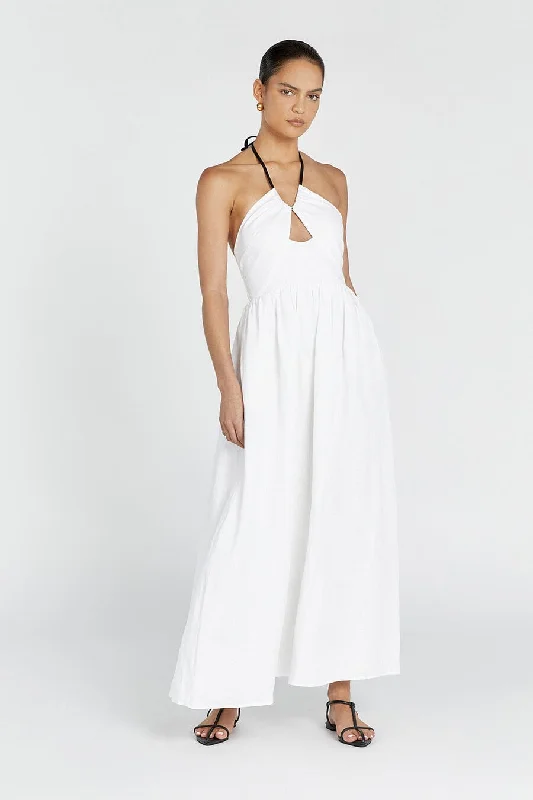 ALYSSA WHITE LINEN MAXI DRESS