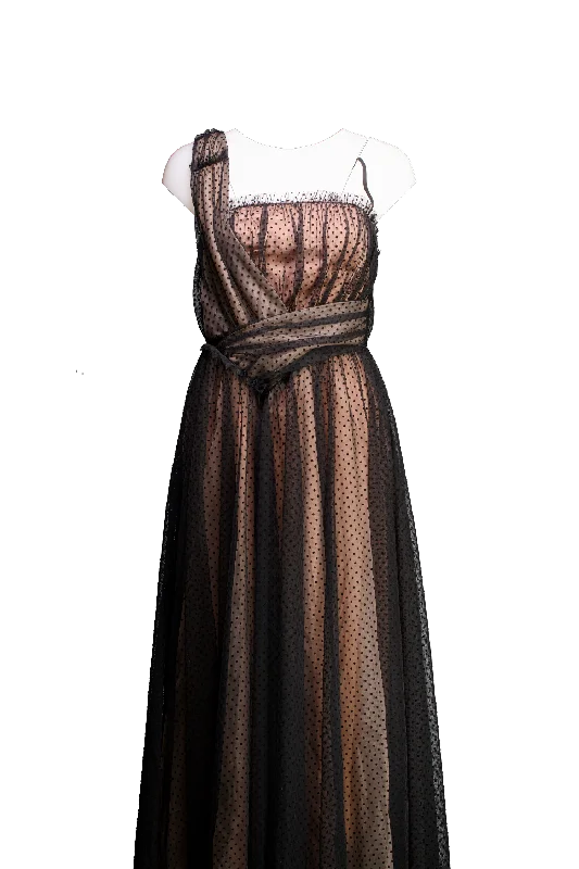 Anthropologie Black One-shoulder Tulle Dot Maxi Dress UK 6 Elegant Wraparound Maxi Dress Anthropologie Black One-shoulder Tulle Dot Maxi Dress UK 6 Elegant Wraparound Maxi Dress