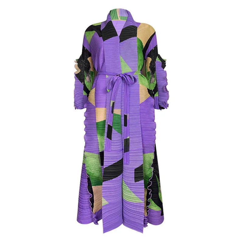 Artistic Color Block V Neck Ruffled Sleeve Self Tie Belted Pleated Midi Dress Fashionable Off-Shoulder Dress Midi Artistic Color Block V Neck Ruffled Sleeve Self Tie Belted Pleated Midi Dress Fashionable Off-Shoulder Dress Midi