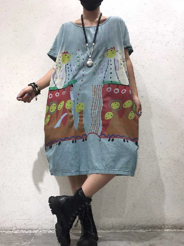 As My Heart Cartoon Printed Midi Dress