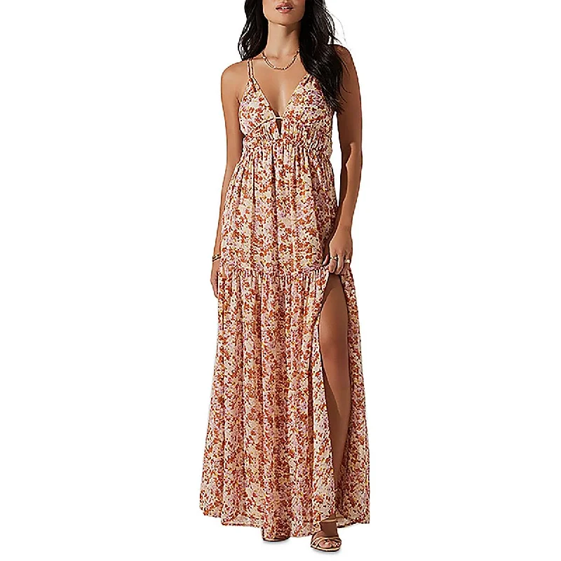 ASTR the Label Womens Ryliana Chiffon Floral Maxi Dress Fashionable Asymmetrical Maxi Dress ASTR the Label Womens Ryliana Chiffon Floral Maxi Dress Fashionable Asymmetrical Maxi Dress