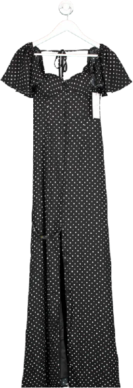 Club L Signorina Black Polka Dot Buttoned Maxi Dress With Flounced Short Sleeves BNWT UK 6 Elegant Lace Maxi Dress Club L Signorina Black Polka Dot Buttoned Maxi Dress With Flounced Short Sleeves BNWT UK 6 Elegant Lace Maxi Dress