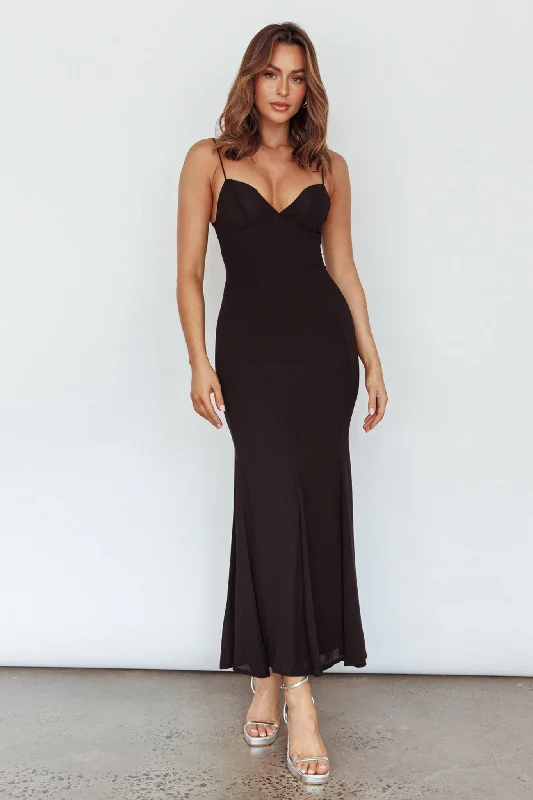 Dreaming Of Paris Bodycon Mermaid Maxi Dress Black