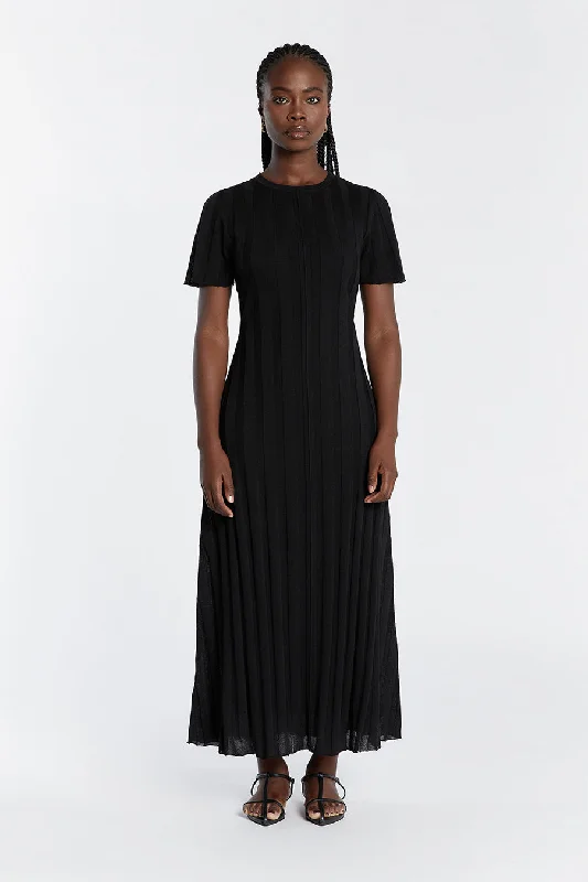 EDEN BLACK SHORT SLEEVE MAXI DRESS