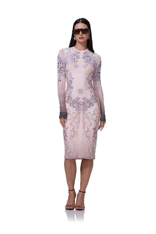 Evi Midi Dress - Lilac Tattoo