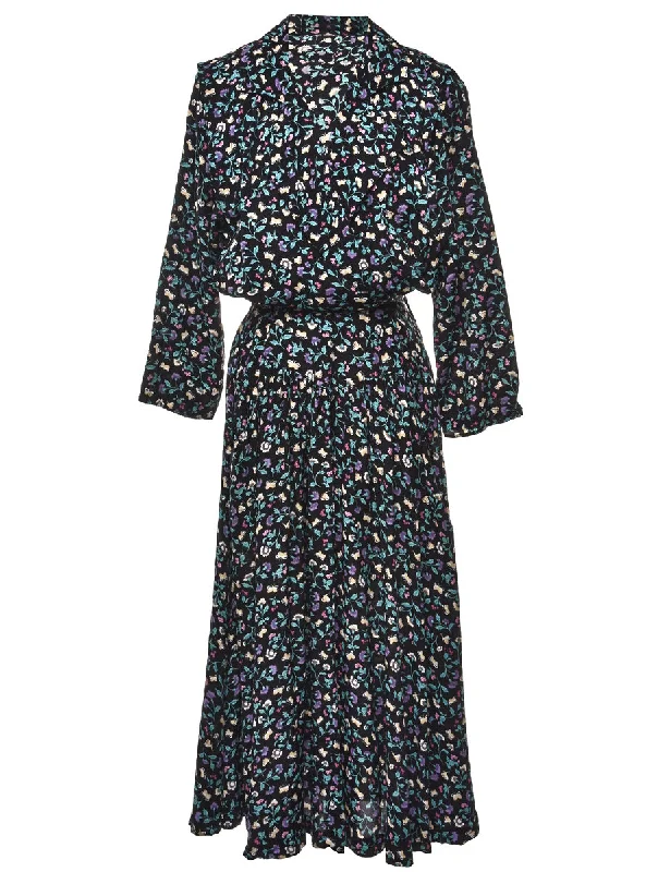 Floral Print Maxi Dress - M Fashionable Open-Back Maxi Dress