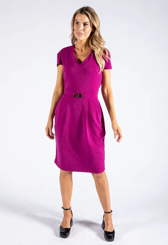 Front Buckle Midi Dress