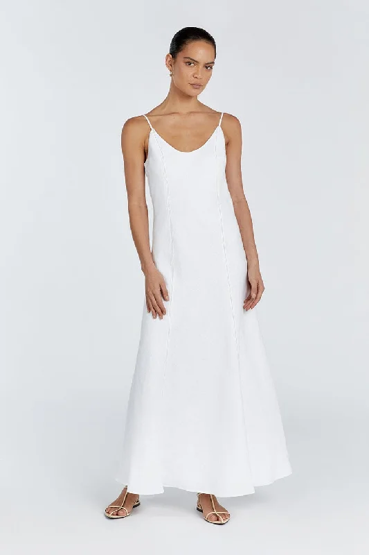 GIANA WHITE LINEN SCOOP MAXI DRESS