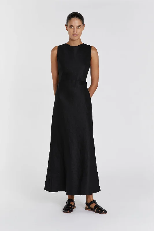 HARMONY BLACK LINEN MAXI DRESS