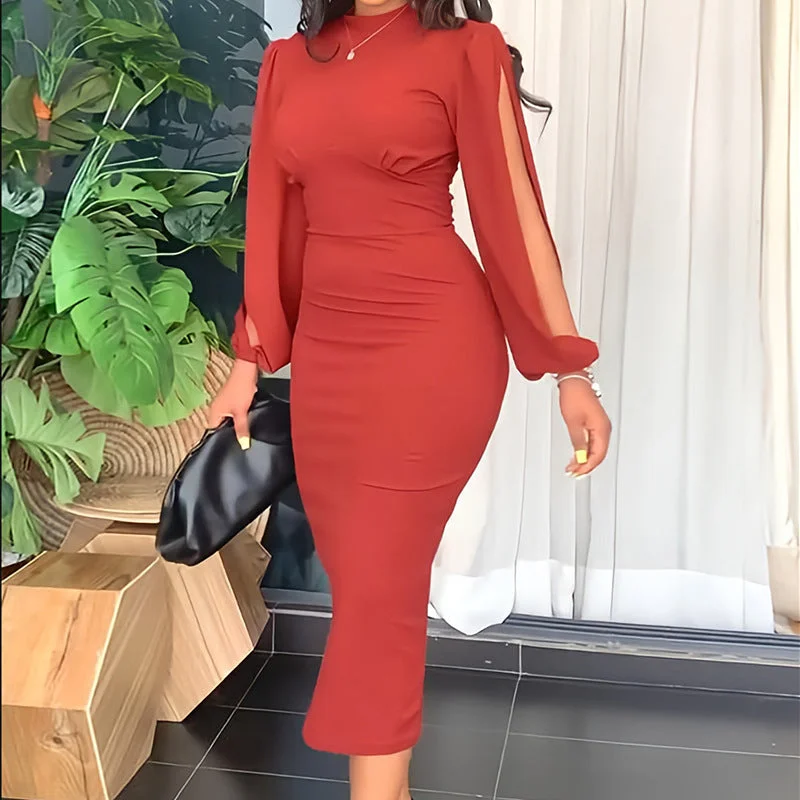 Hot Sales Puff Sleeve Bodycon Midi Dress Solid Color Elegant Office Dresses Women Formal Work Career Dresses For Ladies Trendy Square Neck Midi Dress Hot Sales Puff Sleeve Bodycon Midi Dress Solid Color Elegant Office Dresses Women Formal Work Career Dresses For Ladies Trendy Square Neck Midi Dress