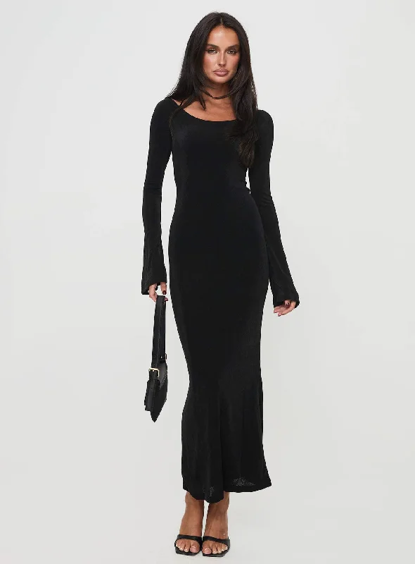 Janice Long Sleeve Maxi Dress Black