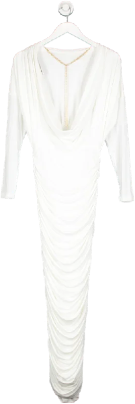 Karen Millen Cream Open Back Cowl Drapey Jersey Crepe Maxi Dress UK XS Elegant Floral Maxi Dress Karen Millen Cream Open Back Cowl Drapey Jersey Crepe Maxi Dress UK XS Elegant Floral Maxi Dress