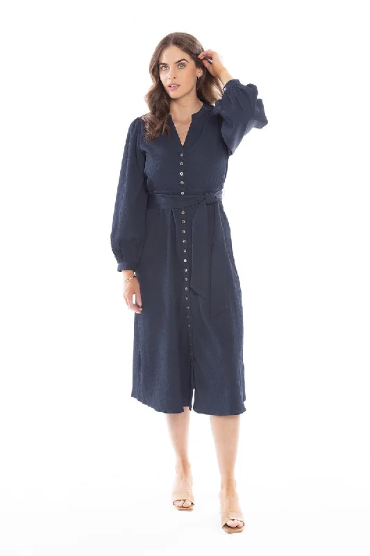 Leila + Luca Contentment Midi Dress - Navy Ripple