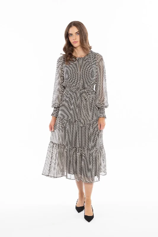 Leila + Luca Tenacious Midi Dress - Monochrome Wave