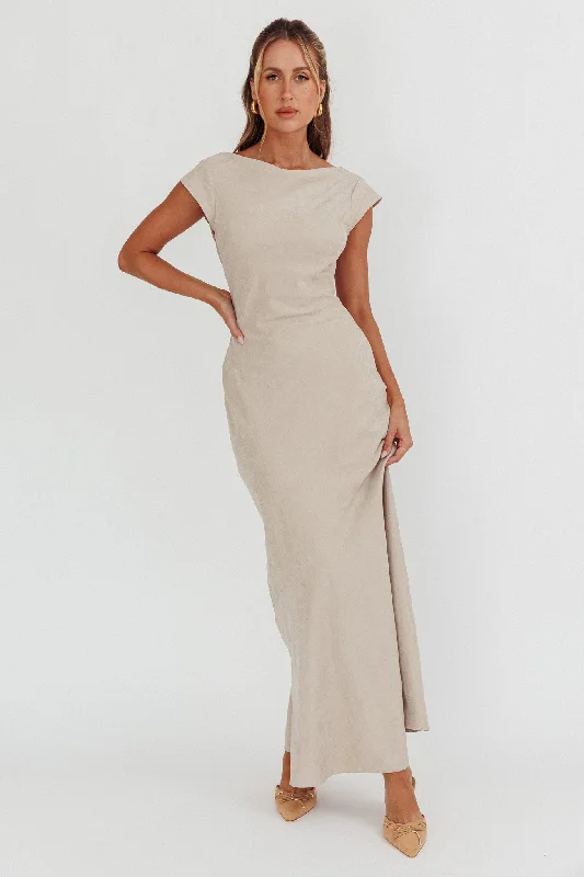 Maysa Cowl Back Maxi Dress Mushroom