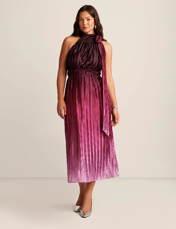 Tie Neck Halter Midi Dress