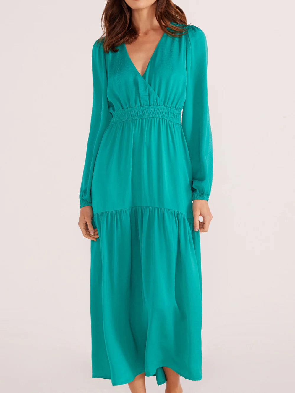 MINK PINK EMMA LONG SLEEVE MIDI DRESS SPEARMINT