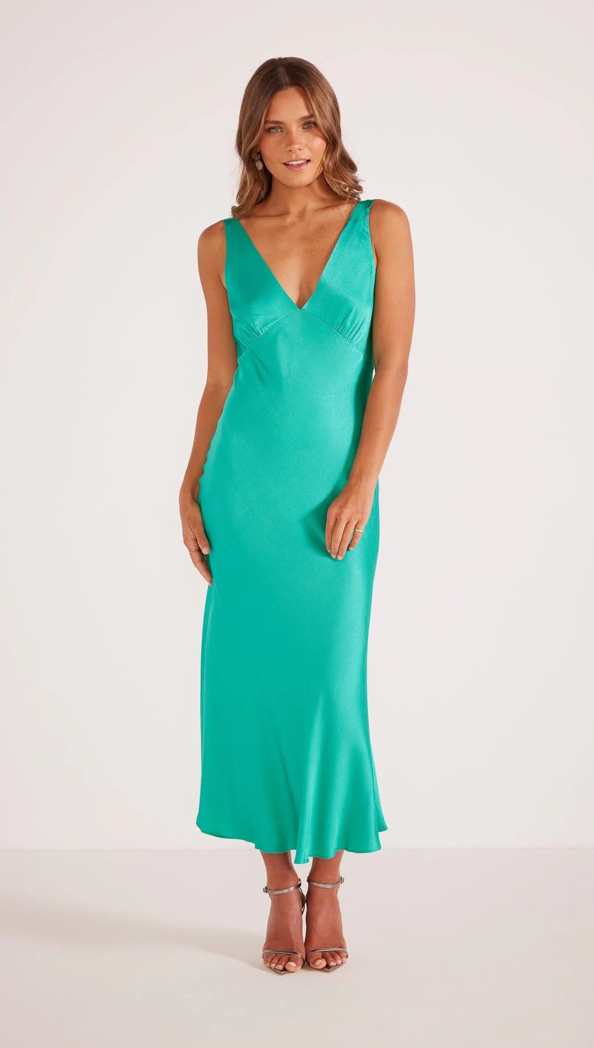 MINKPINK GAIA BIAS SLIP MIDI DRESS AQUAMARINE