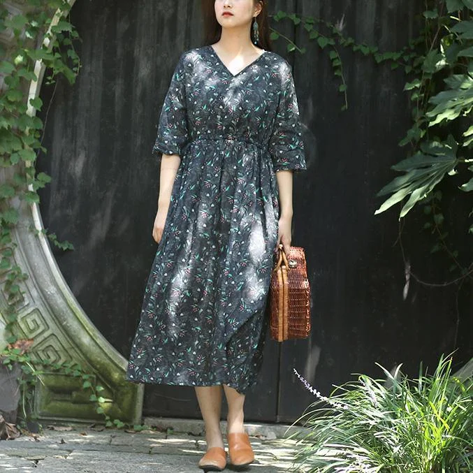 Modern v neck half sleeve linen Robes Fitted Fabrics blackish green print Maxi Dresses Summer Cozy Spaghetti Strap Maxi Dress Modern v neck half sleeve linen Robes Fitted Fabrics blackish green print Maxi Dresses Summer Cozy Spaghetti Strap Maxi Dress