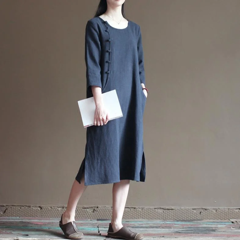 Navy linen dresses bust button details long linen maxi dresses Cozy Knitted Maxi Dress Navy linen dresses bust button details long linen maxi dresses Cozy Knitted Maxi Dress