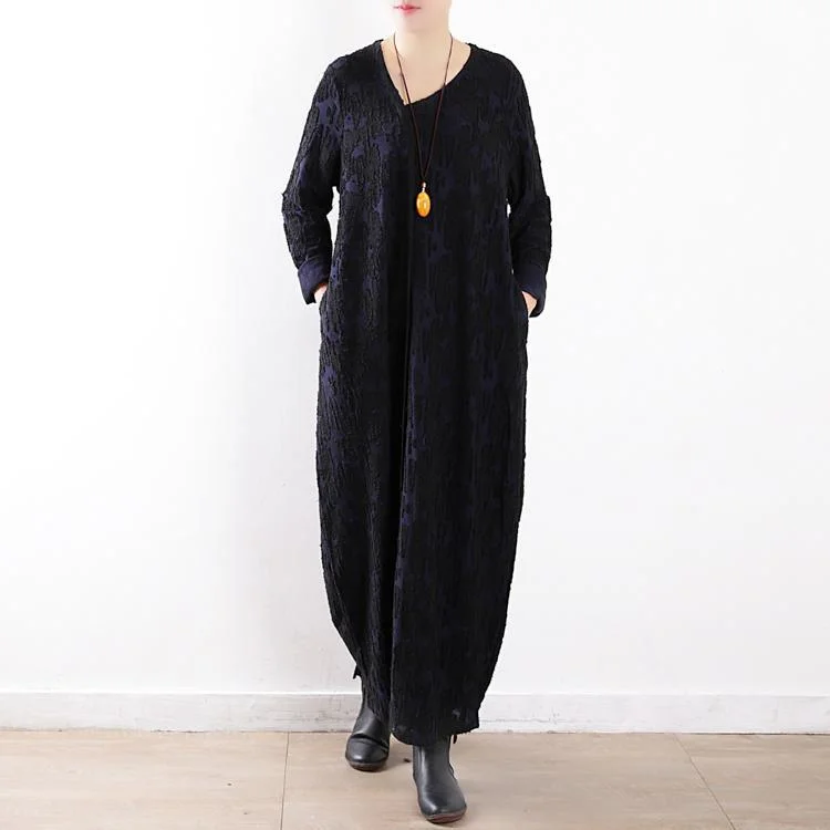 New dark blue maxi dress plus size caftans v neck asymmetric Jacquard traveling clothing Fashionable High-Waist Maxi Dress New dark blue maxi dress plus size caftans v neck asymmetric Jacquard traveling clothing Fashionable High-Waist Maxi Dress