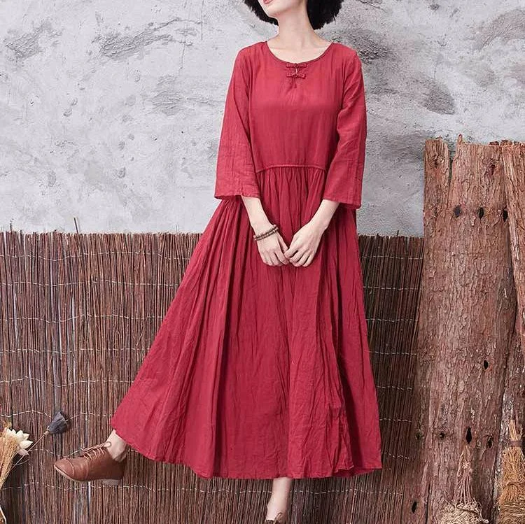 New Fall Red Vintage Linen Maxi Dress Plus Size Women Dress Stylish A-Line Maxi Dress New Fall Red Vintage Linen Maxi Dress Plus Size Women Dress Stylish A-Line Maxi Dress