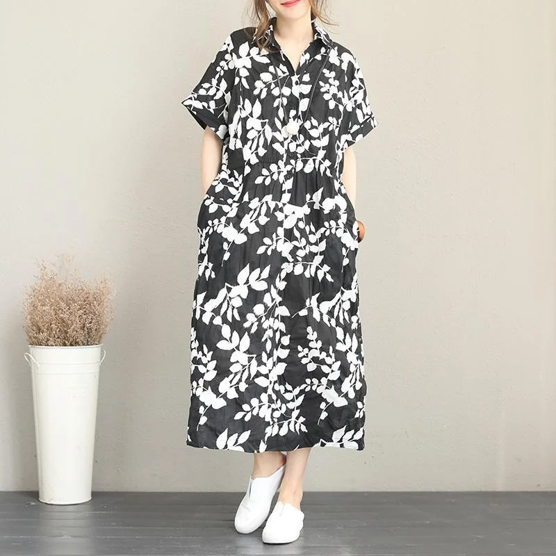 New floral long cotton dresses plus size turn-down collar short sleeve baggy dresses vintage drawstring maxi dresses Elegant Silk Maxi Dress New floral long cotton dresses plus size turn-down collar short sleeve baggy dresses vintage drawstring maxi dresses Elegant Silk Maxi Dress