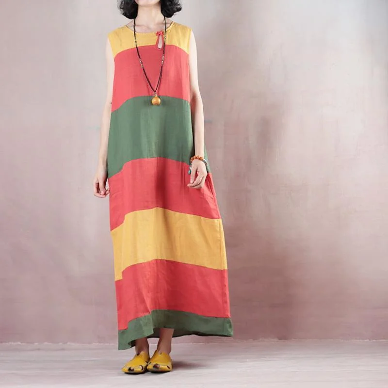 New multicolor striped linen maxi dress trendy plus size O neck linen maxi dress Fashionable Off-Shoulder Maxi Dress New multicolor striped linen maxi dress trendy plus size O neck linen maxi dress Fashionable Off-Shoulder Maxi Dress