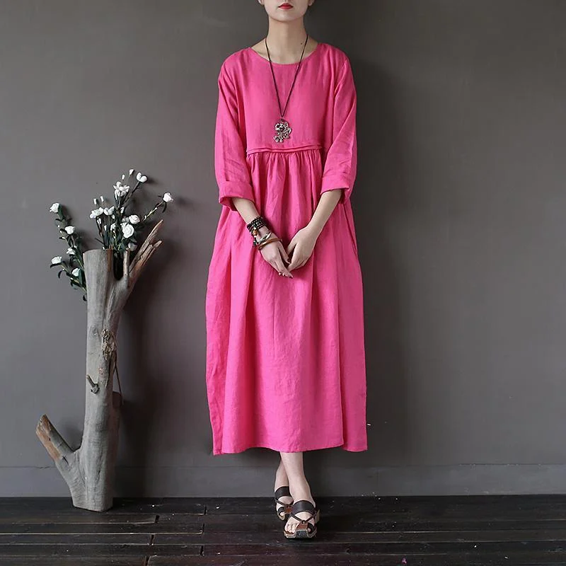 new rose red high waist linen maxi dresses oversize casual wrinkled dress Fashionable Maxi Dress with Fringe new rose red high waist linen maxi dresses oversize casual wrinkled dress Fashionable Maxi Dress with Fringe