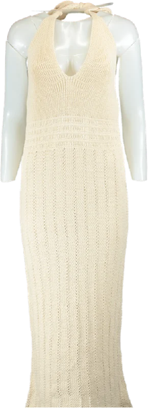 Nobody's Child Cream Knitted Halter Neck Maxi Dress UK M Trendy Floral Print Maxi Dress Nobody's Child Cream Knitted Halter Neck Maxi Dress UK M Trendy Floral Print Maxi Dress
