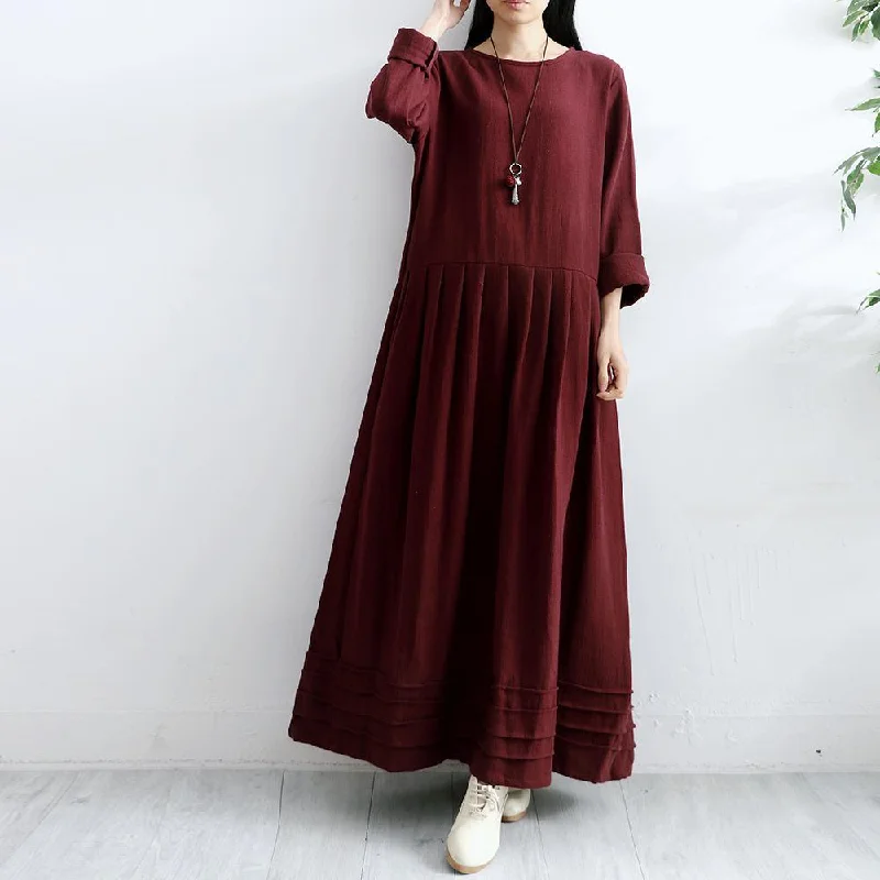 Organic o neck cotton dresses Work burgundy Maxi Dresses fall Cozy Ruffle Sleeve Maxi Dress Organic o neck cotton dresses Work burgundy Maxi Dresses fall Cozy Ruffle Sleeve Maxi Dress