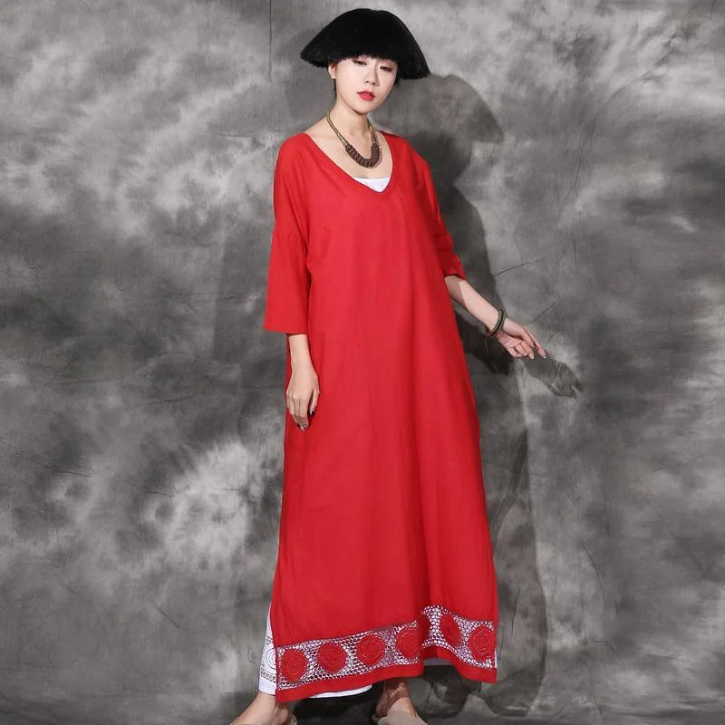 Organic side open lace hem cotton Tunics Sleeve red v neck Maxi Dress summer Trendy Off-Shoulder Ruffle Maxi Dress Organic side open lace hem cotton Tunics Sleeve red v neck Maxi Dress summer Trendy Off-Shoulder Ruffle Maxi Dress