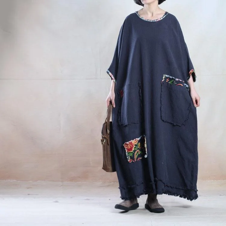 Oversize navy linen maxi dress plus size linen sundress - travel alone Trendy Short Sleeve Maxi Dress Oversize navy linen maxi dress plus size linen sundress - travel alone Trendy Short Sleeve Maxi Dress