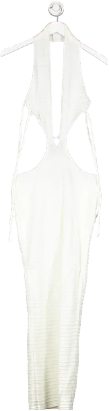 PrettyLittleThing White Contrast Stitch Crochet Knit Maxi Dress UK S Cozy Wrap Maxi Dress PrettyLittleThing White Contrast Stitch Crochet Knit Maxi Dress UK S Cozy Wrap Maxi Dress