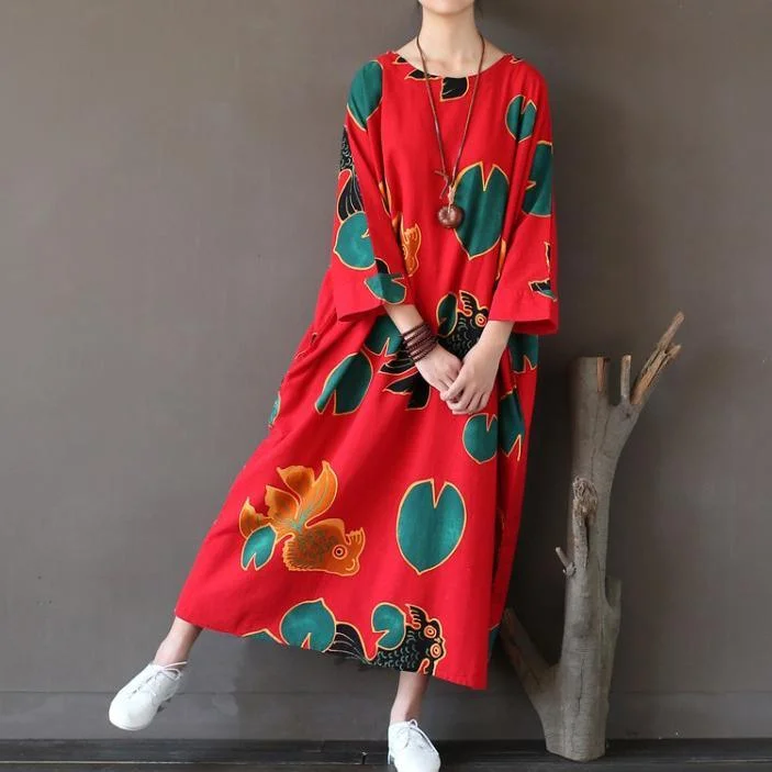 red prints vintage linen caftans plus size batwing sleeve maxi dress Chic Off-Shoulder Maxi Dress red prints vintage linen caftans plus size batwing sleeve maxi dress Chic Off-Shoulder Maxi Dress