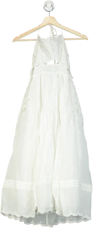 REISS White Halter Neck Maxi Dress UK 8 Comfortable Flowy Maxi Dress