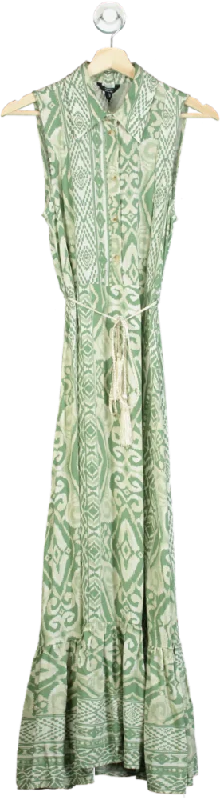River Island Green Patterned Sleeveless Maxi Dress UK 6 Comfortable Pleated Maxi Dress River Island Green Patterned Sleeveless Maxi Dress UK 6 Comfortable Pleated Maxi Dress