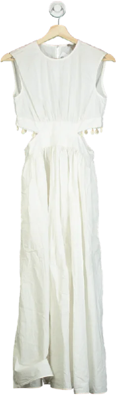 River Island White Sleeveless Maxi Dress with Cut Out Detail UK 6 Elegant Silk Maxi Dress River Island White Sleeveless Maxi Dress with Cut Out Detail UK 6 Elegant Silk Maxi Dress