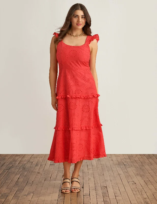 Ruffled Tier Midi Dress