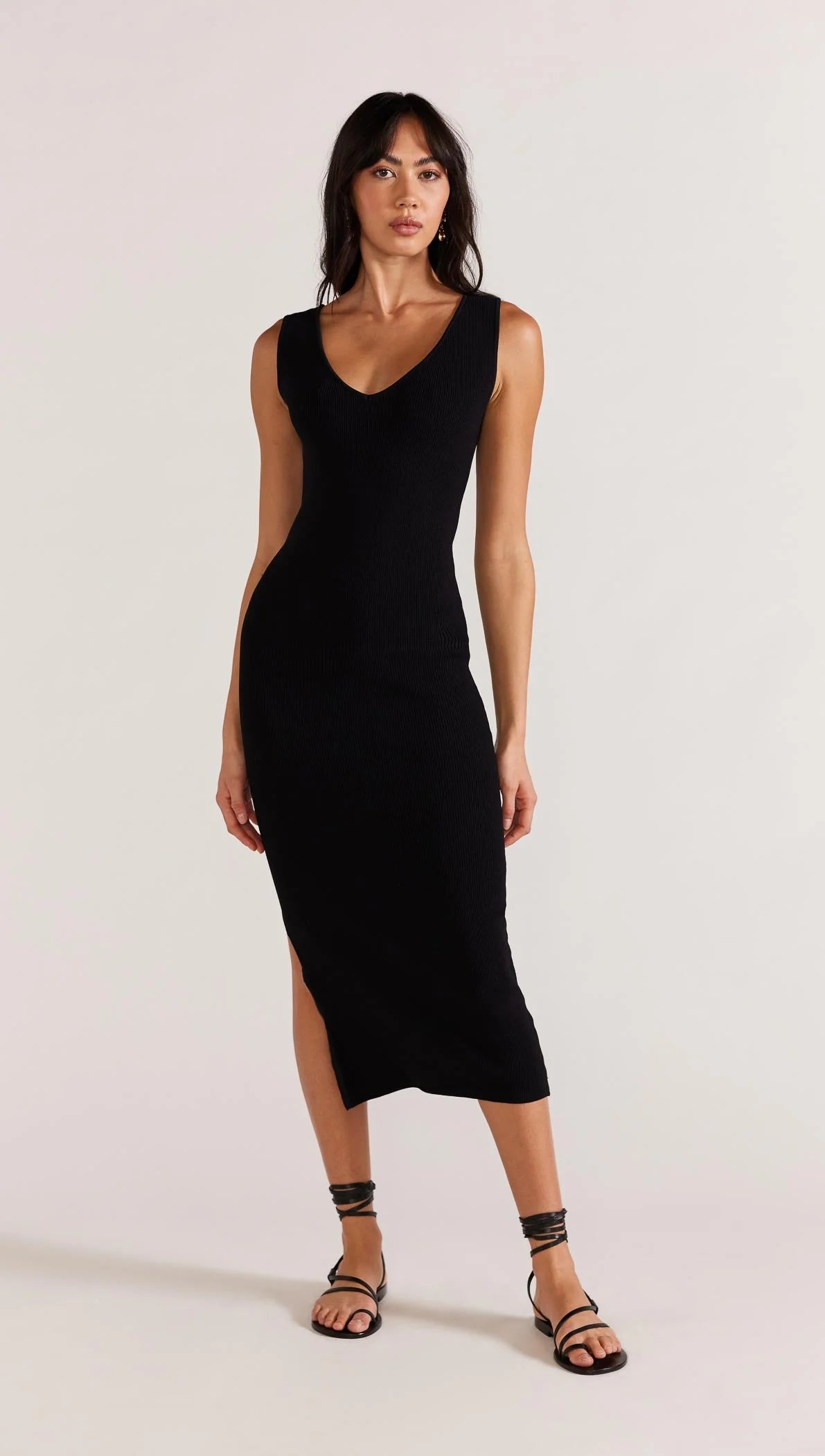 STAPLE THE LABEL LEXIE REVERSIBLE MIDI DRESS BLACK