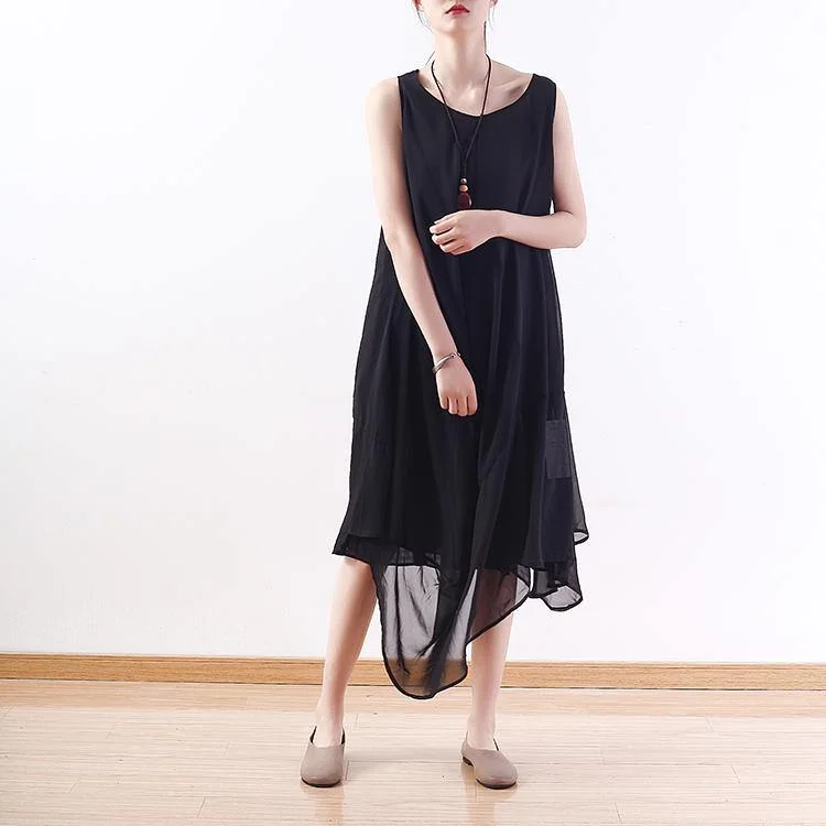 stylish black natural chiffon dress plus size asymmetric hem chiffon maxi dress casual sleeveless caftans Cozy Longline Maxi Dress stylish black natural chiffon dress plus size asymmetric hem chiffon maxi dress casual sleeveless caftans Cozy Longline Maxi Dress