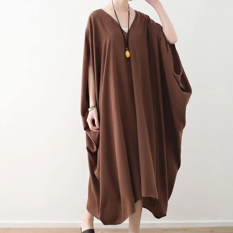 stylish chocolate chiffon maxi dress casual v neck traveling clothing Fine batwing sleeve kaftans Elegant Maxi Dress with Pockets stylish chocolate chiffon maxi dress casual v neck traveling clothing Fine batwing sleeve kaftans Elegant Maxi Dress with Pockets