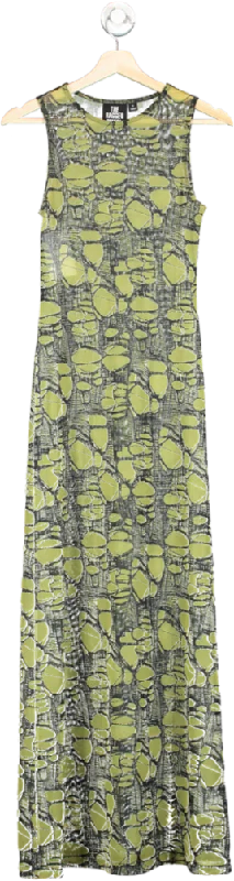 The Ragged Priest Green Sheer Maxi Dress UK 6 Fashionable Asymmetrical Maxi Dress