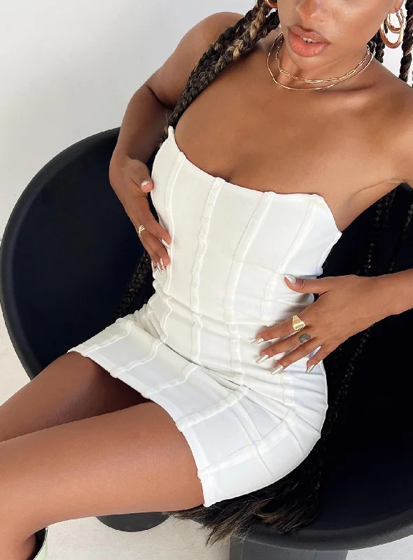 Tristian Mini Dress White Trendy Button-Detail Mini Dress