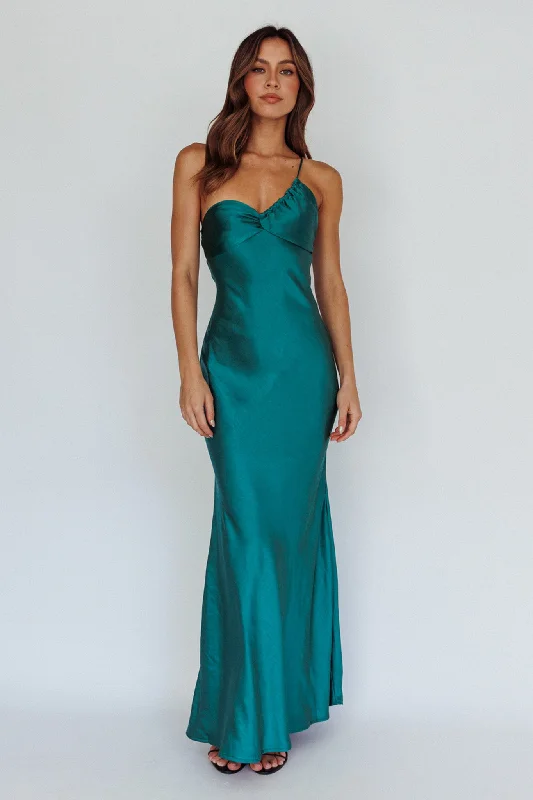 Twilight Tango One-Shoulder Maxi Dress Forest Green