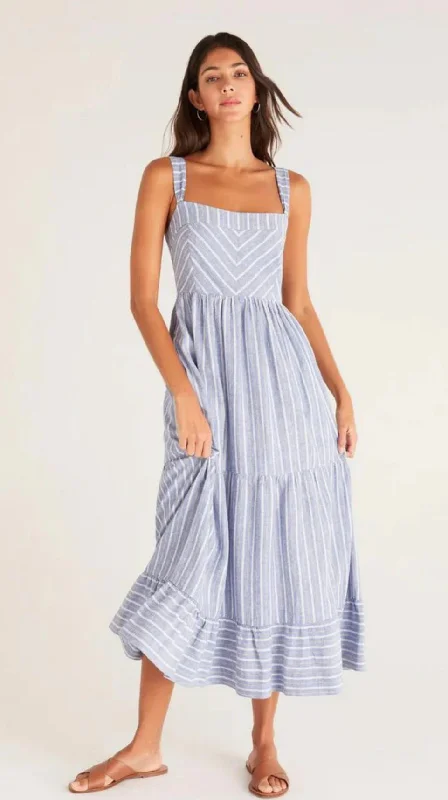 ZSUPPLY AYLA STRIPED LINEN MIDI DRESS