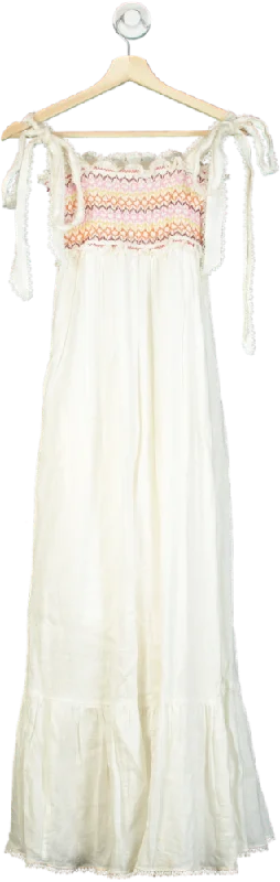 Zimmermann White linen Lace Trimmed Sleeveless Maxi Dress SZ0 UK 6 Stylish Off-Shoulder Maxi Dress Zimmermann White linen Lace Trimmed Sleeveless Maxi Dress SZ0 UK 6 Stylish Off-Shoulder Maxi Dress