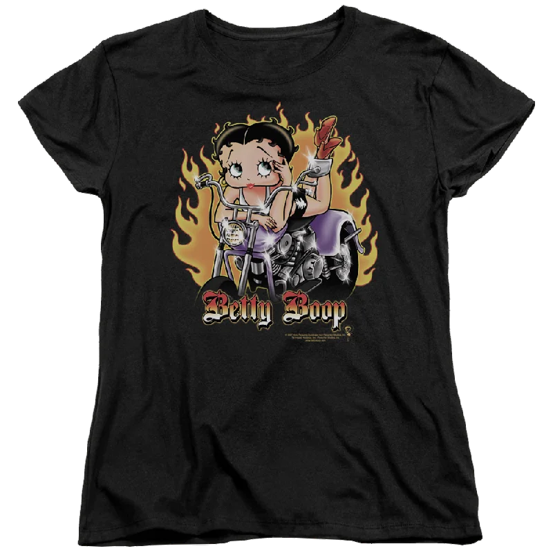 Betty Boop Biker Flames Boop - Women's T-Shirt